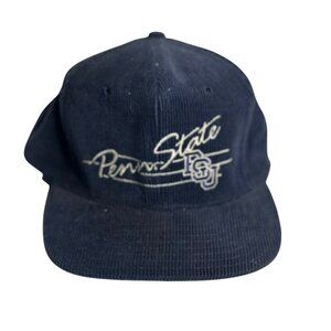 VTG Penn State University Snapback Hat Navy Corduroy Collegiate Cap Embroidered